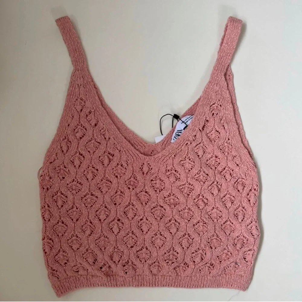 NEW Zara Knit Sleeveless Tank Top Pink Large - Picture 1 of 4